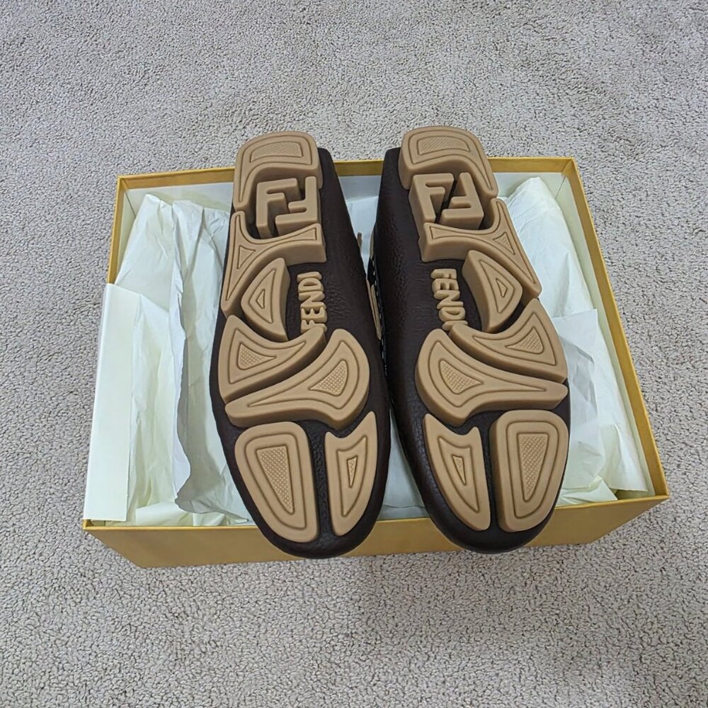 Fendi Deck Brown Leather Logo Boat Shoes Loafers Men’s Size 8 / US 9 NIB - Picture 6 of 8